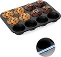 Silicone Muffin Pan for Baking: 12 Cup Muffin Pan with Metal Reinforced Frame, Regular Size Cupcake Egg Bites Molds for Baking, BPA Free Silicone Muffin Tray, Dishwasher Safe (1 Pack, Black)