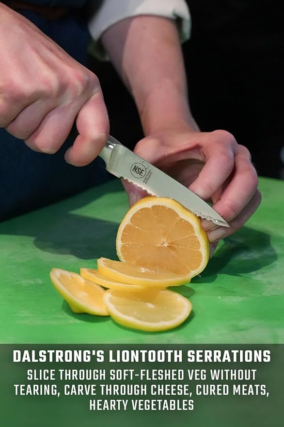 Dalstrong Serrated Paring Knife - 3.75 inch - Gladiator Series Elite - Forged German High-Carbon Steel - Black G10 Handle - Kitchen Knife - w/Sheath - NSF Certified
