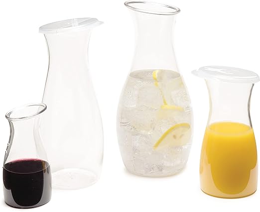 Carlisle FoodService Products 7090307 Cascata Carafe Juice Jar Beverage Decanter Only, Plastic, 1.5 L, Clear (Pack of 12)