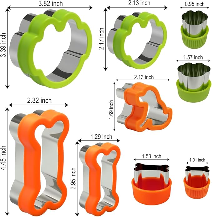 Dog Cookie Cutter Set, 9 Pieces - Bone, Paw Print, Puppy Shape Cookie Mold, Stainless Steel Dog Treats Biscuit Cutters with Plastic Cover, Assorted Sizes