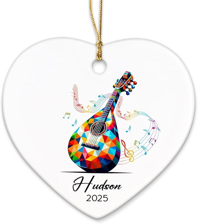 Balalaika Player Ceramic Ornaments, Personalized Name & Year Balalaika Musical Xmas Ornament Gifts for Music Lovers, Instrument Ceramic Ornaments 2025, Customized Musician Ornament Christmas Tree