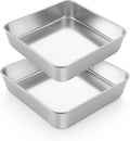 LIANYU 2 Pack 9 x 9 Inch Square Cake Pan, Stainless Steel Baking Lasagna Brownie Bread Pan, Square Bakeware for Birthday Party Wedding, Oven & Dishwasher Safe