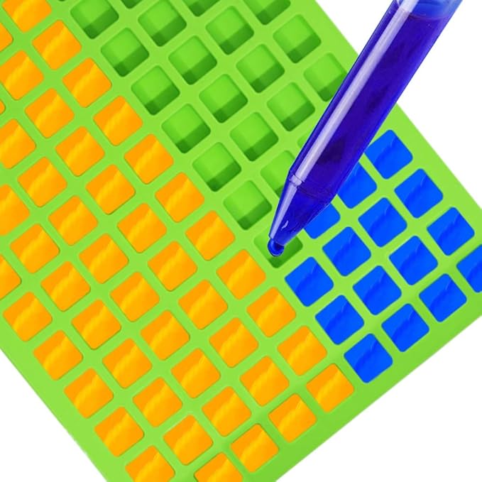 SENHAI 2 Packs Square Silicone Mold, 126 Cavity Flexible and Non-stick Ice Cube Trays Candy Fudge Chocolate Jelly Molds - 1 Blue & 1 Green