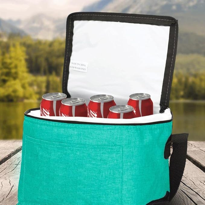 DISCOUNT PROMOS Insulated Cooler Lunch Bag Set of 10, Bulk Pack - Perfect for Work, Travel, Outdoor Events - Mint
