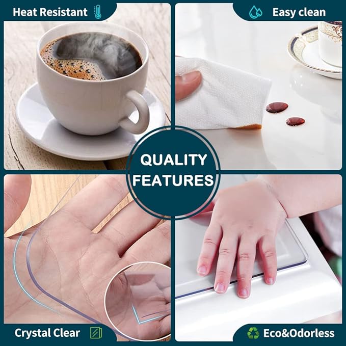 Wadrac Clear Table Protector Plastic Table Cloths PVC Night Stand Table Cover Mat Office Desk Mat Shelf Surface Protection Crystal Children Painting Cover Pad Transprent Rectangular 27.6x78.8 inch