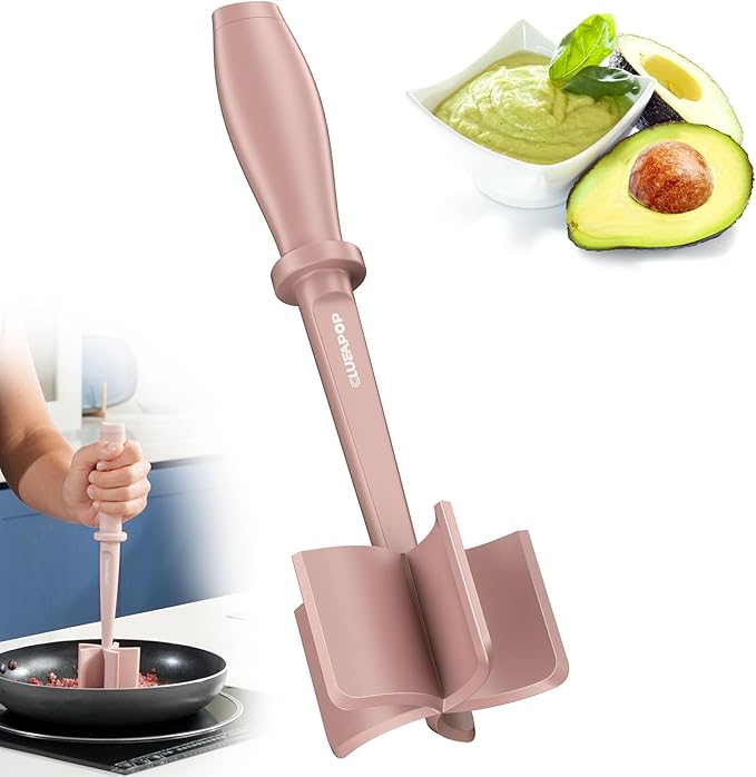 Nylon Hamburger Chopper, 5 Curve Blades Meat Masher Tool for Ground Beef, Turkey and More, Heat Resistant Non-scratch Utensil