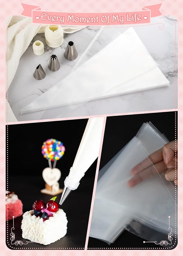 22 Inch Pastry Bags Disposable, 100 Pcs Thick Long Piping Decorating Bags for Frosting, Royal Icing, Professional Cupcake Cake Supplies for Baking and Decorating