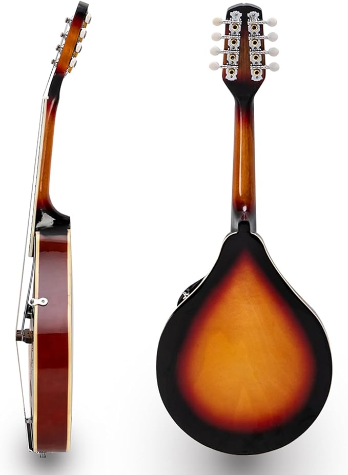 Elegant Mandolin Musical Instrument,A Style Mandolin Instrument with Guard Board,Glossy Sunburst Finish (Sunset)