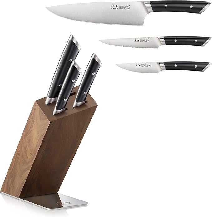 Cangshan HELENA Series German Steel Forged, HUA Knife Block Set (4-Piece, Black)