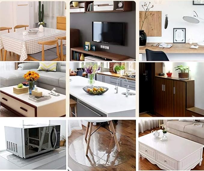 NECAUX Custom 18 x 54 Inch Frosted Table Cover Protector, 1.5mm Thick Plastic Heavy Duty Table Pad Desk Mat Desk Protector for Office Computer Writing Desk, Sofa Table, Media Stand, Coffee Table