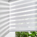 Persilux Cordless Zebra Blinds for Windows, Free-Stop Dual Layer Zebra Roller Shades (38" W x 72" H, White) Light Filtering Sheer Shades, Room Darkening Roller Blinds for Office and Home