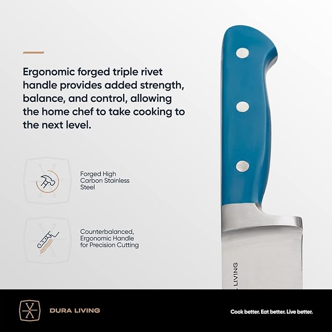 DURA LIVING 2-Piece Premium Kitchen Knife Set - Ultra-Sharp 5" Utility Knife & 3.5" Paring Knife, High Carbon Stainless Steel, Forged for Precision, Multipurpose Cooking Knives with Ergonomic Handles