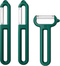 Linoroso 3-Piece Vegetable Peeler Set - Straight, Serrated & Julienne Y-Peeler, Dishwasher Safe, Ideal for Veggies & Fruits, Green