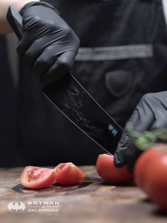 Dalstrong Chef Knife - 8 inch - BATMAN™ Shadow Black Edition - High Carbon 7Cr17MoV Steel - Black Titanium Kitchen Knife - Collection Item - G10 Handle - Chef's Knife Cooking - Sheath