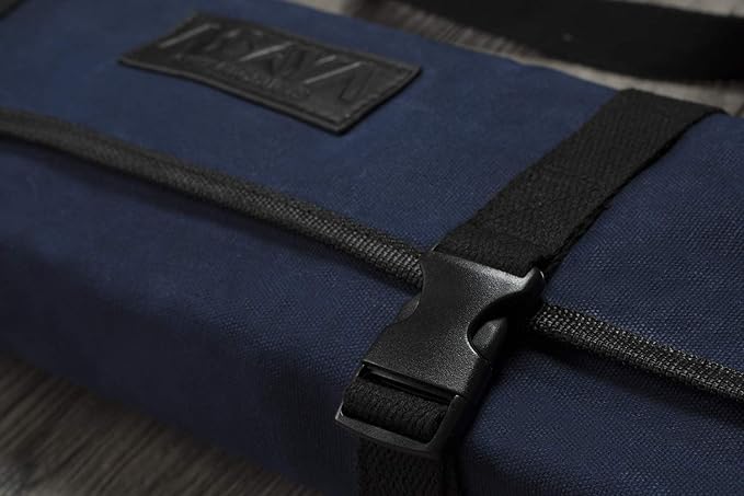 Asaya Canvas Chef Knife Roll Bag - 10 Knife Slots and a Large Zipper Pocket - Durable 10oz Canvas Knife Case with an Adjustable Shoulder Strap - Knives not Included