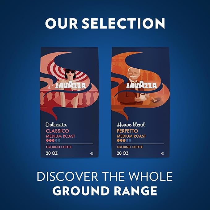Lavazza Classico Ground Coffee Blend, Medium Roast, Premium Coffee, 100% Arabic, Value Pack, Non GMO, 20 Ounce (Pack of 6)