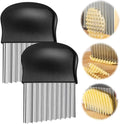 Large Crinkle Cutter, Stainless Steel Wavy Cutter with Non-Slip Handle, French Fry Cutter, Crinkle Potato Slicer, Chopping Tools for Potatoes Carrot Fruit Vegetable (B Set: 2 Pcs)