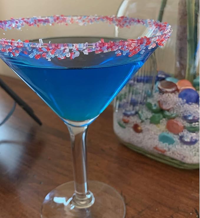 Snowy River Americas Cocktail Sugar - Naturally Colored 4th July Red, White & Blue Sugar for Cocktail Rimming, Baking & Decorating, Medium Crystal (Americas, 3oz Gift Bottle)