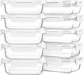 M MCIRCO [10-Pack,22 Oz Glass Meal Prep Containers,Glass Food Storage Containers with lids,Glass Lunch Containers,Microwave, Oven, Freezer and Dishwasher, White