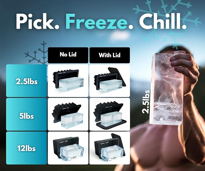 Alaskey® Extra Large Ice Block Mold 2.5 lbs (2-Pack) | Create Perfect Reusable Ice Bricks | Professional Silicone Mold for Crafting Giant Ice Cubes, Ideal for Ice Baths, Coolers, Bartender Accessories