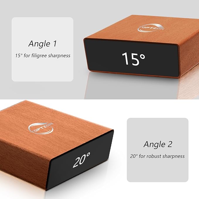 Toptzon Diamond Brown Rolling Knife Sharpener – Roller Knife Sharpener Kit with 15 & 20 Degree Magnetic Angle Stand & Leather Strop Paddle Kit - Easy Sharpening for Kitchen Knife (Modern Brown)