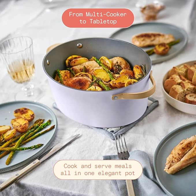Beautiful 10-in-1 6Qt Electric Multi-Cooker with 7 Presets,Oven-Safe Pot & Lid,Sauté, Steam,Slow Cook,Slow Cooker, Simmer,Rice & More,Touch Display,Dishwasher Safe,Serves Up to 7(Lavender)