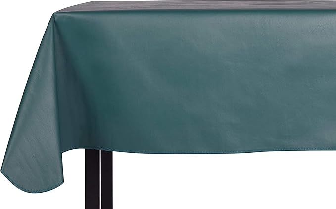 Yourtablecloth Heavy Duty Vinyl Rectangle or Square Tablecloth – 6 Gauge Heavy Duty Tablecloth – Flannel Backed – Wipeable Tablecloth with Vivid Colors & Many Sizes 52 x 90 Teal