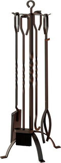 Fire Beauty 5 Pieces Fireplace Tools Sets Fireplace Accessories Tools Holder with Handles Tools for Indoor Fireplace Decor Outdoor Fire Pit Modern Tool(Black)