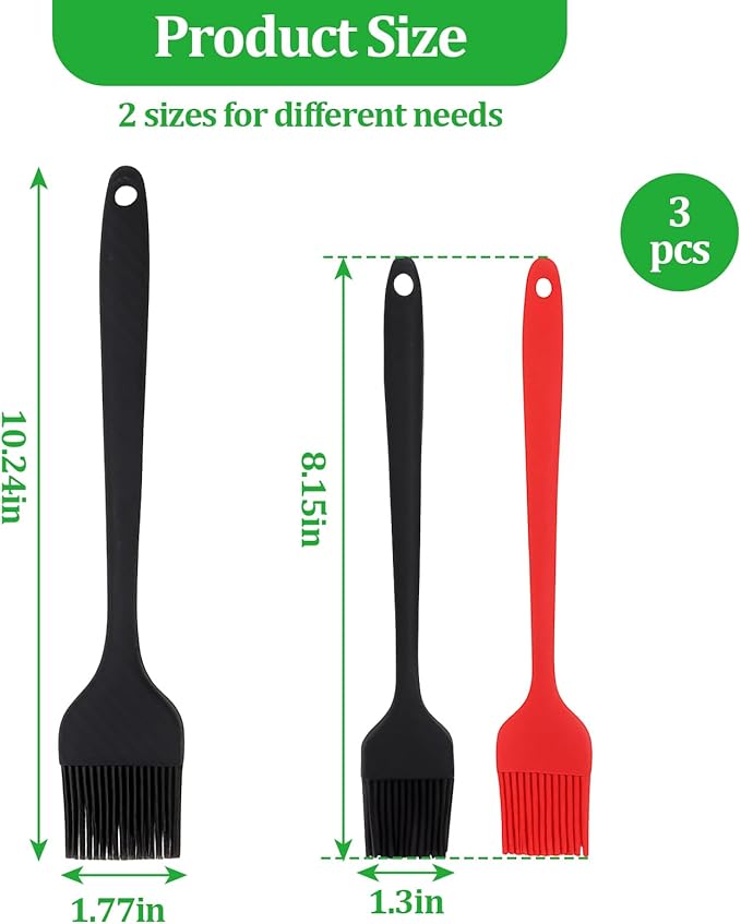 3 PCS Silicone Basting Pastry Brush,Heat Resistant Cooking Brush for Oil Butter Sauce,Premium Cooking Brush for Sauce Marinade Meat Glazing