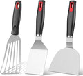 Stainless Steel Spatula Set - Cast Iron Skillet Spatula with Silicone Handle, Turner Flipper for Pancake, Burger, Egg Cooking & BBQ Grill
