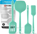 New DI ORO Silicone Turner Spatula Set - Kitchen Spatulas for Nonstick Cookware - Cooking Utensils for Flipping Eggs & Pancakes - 600°F Heat-Resistant BPA Free Turners - Dishwasher Safe (4pc, Mint)
