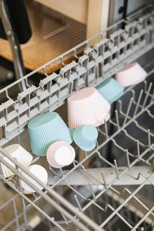 The Silicone Kitchen Reusable Silicone Baking Cups Silicone Muffin Liners for Cupcakes, BPA Free, Mini, 24 Pack, Pink Gray Blue