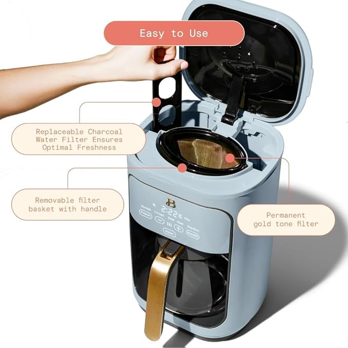 Beautiful 14-Cup Programmable Coffee Maker with Touch-Activated Display – Brew Hot Coffee Fast, Keep Warm & Auto-Pause (Cornflower Blue)