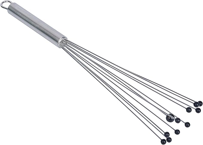 Restaurantware-German Standard 12.6 Inch Ball Whisk, 6 Kitchen Whisks With Silicone Balls - Ergonomic Handle, Dishwashable, Stainless Steel Manual Egg Beater, Durable, For Whisking, Stirring, Mixing