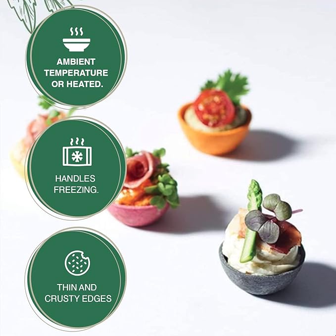 CROC'IN - Orange Mini Tart Shells - Edible Appetizer Or Dessert Cups - Pastry Pans - Artisanal & Vegan Confection - 60 Pieces
