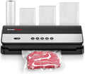 Bonsenkitchen Vacuum Sealer Machine, Multi-Functional Food Sealer with Built-in Cutter & Bag Storage, High-Speed Continuous Working with Globefish Technology, Includes Vacuum Bags & Roll Bag, Black