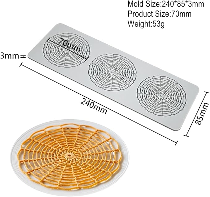 TUKE Tuile Molds Circular Grid Candy Mold Chocolate Candy 3D Hollow Leaf Silicone Mold, Sugar Craft Cake Decoration, Cupcake Top, Polymer Clay (Circular Grid_9.6x3.4x0.12 inch)