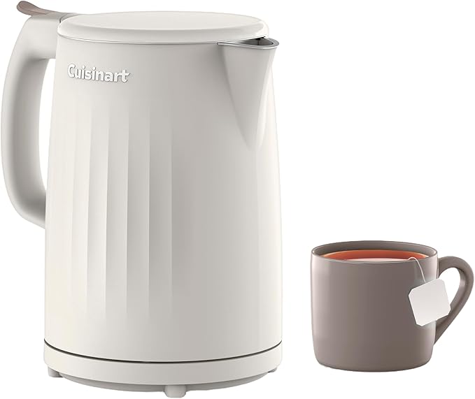 Cuisinart Soho 1-Liter Double Wall Electric Hot Water Kettle, Tea Kettle with Stainless Steel Interior, One Touch Operation to Boil Water for Tea, Hot Cocoa, or Instant Oatmeal, CK-10TR, Truffle