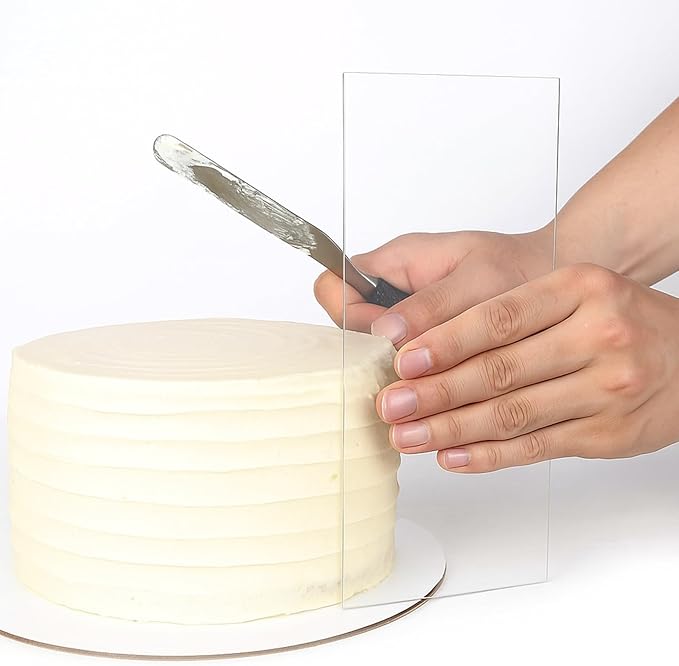 2 Pcs Clear Cake Scraper, 9.45 Inch Acrylic Cake Smoother Scraper Large Cakes Comb Icing Frosting Buttercream Edge Smoother for Cream Cakes Smooth Decoration