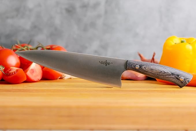 Middleton Made Knives Echo 8 Inch Chef Knife - Handmade Professional Chef Knife - Chefs Knife Made with AEB-L Stainless Steel - USA Made Knife - Great Chef Gifts - Charcoal