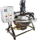 26.5Gallon/100L Jacketed Kettle Large Electronic Tilting Sugar Jam Gas Boiling Machine Commercial Electric Jacketed Pot with Stirring and Edge Scraping 220V 60HZ Three-phase 1100W