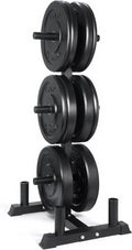 CAP Barbell 2-Inch Olympic Bumper Plate Weight Set with 6 Post Rack | 100-370 lbs | Multiple Options