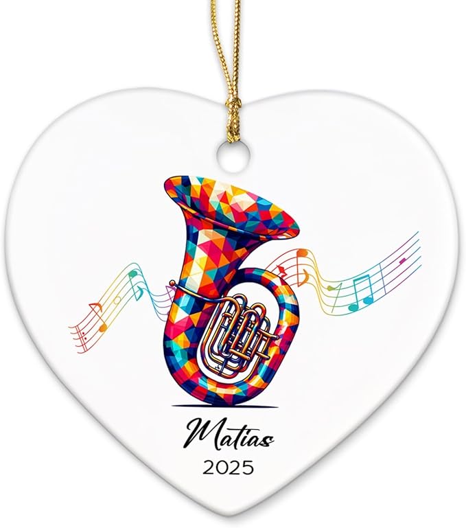 Tuba Player Ceramic Ornaments Xmas Tree, Personalized Tuba Ornament Gifts for Music Lovers, Musical Instrument Ceramic Ornament 2025, Custom Instrumentalist Christmas Keepsake Decor with Name & Year