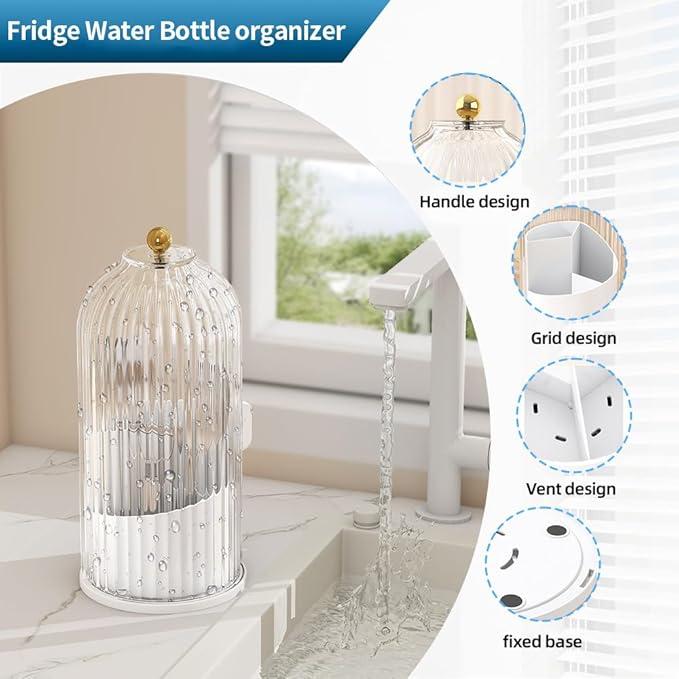 Cutlery holder with cover,Internally rotatable, Plastic Cutlery Storage Organizer for Kitchen Cabinet or Pantry - Basket Organizer for Forks, Knives and Spoons. With cover. White ﻿