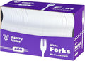 Pantry Value [400 Count] Lightweight White Plastic Forks - Disposable Cutlery for Parties, Events, and Dinner (Formerly Comfy Package)