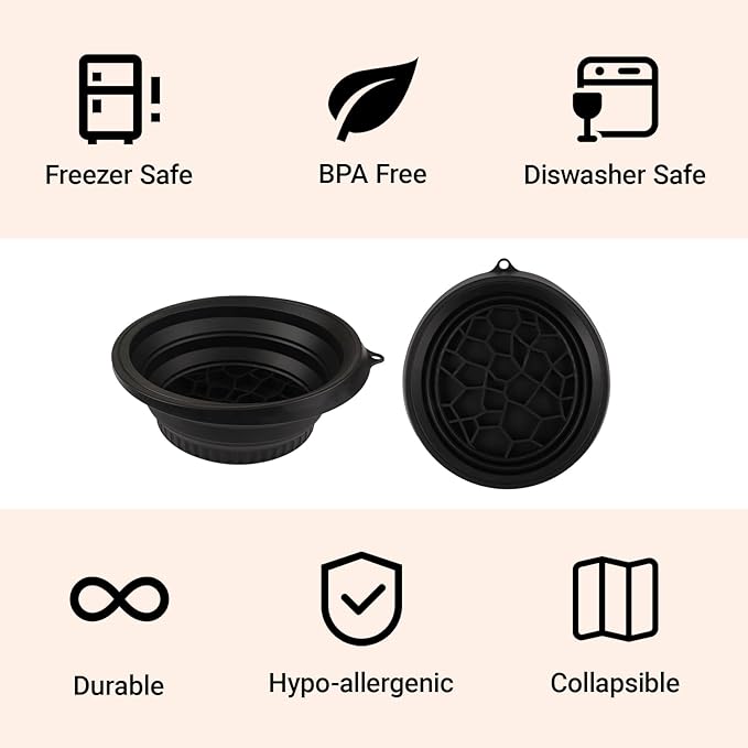 Face Bowl for Ice with Built-In Ice Tray,Ice Bath Collapsible Silicone Bowl,Facial Plunge Bowl, for Face Cooling Portable Spa Tool for Home & Travel （Black）