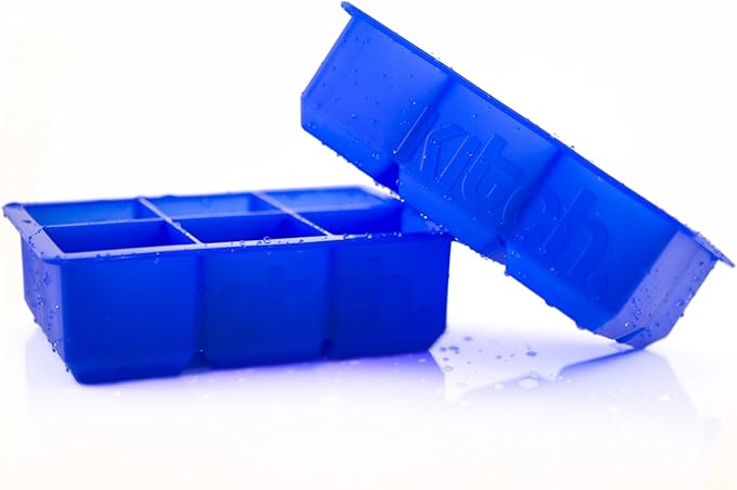 Large Cube Silicone Ice Tray, 2 Pack by Kitch, Giant 2 Inch Ice Cubes Keep Your Drink Cooled for Hours - Cobalt Blue