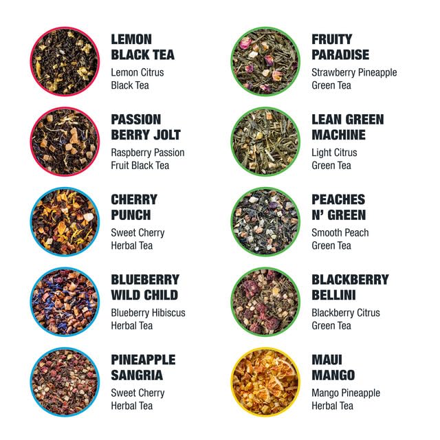Tiesta Tea - 20 Pack Cold Brew Variety, Loose Leaf, Premium Blend, High to Non-Caffeinated, Assorted Tea Sample Set, Cold Brew Packets, Brews 64oz Pitcher Per Bag (Pack of 20)