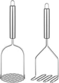 2PCS Mashed Potato Masher - Stainless Steel Potato Smasher, Masher Kitchen Tools & Utensils for Avocado, Bean, Salad, Vegetables, Fruit, Food, Meat Smasher Tool for Ground Beef