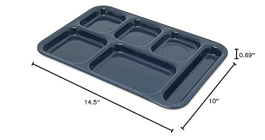 Carlisle FoodService Products Right Hand 6-Compartment Melamine Tray 14.5" x 10" - Café Blue